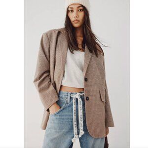 NWOT - Free People - Reggie Blazer - Oversized - Brown / Ginger Combo - Sz Small